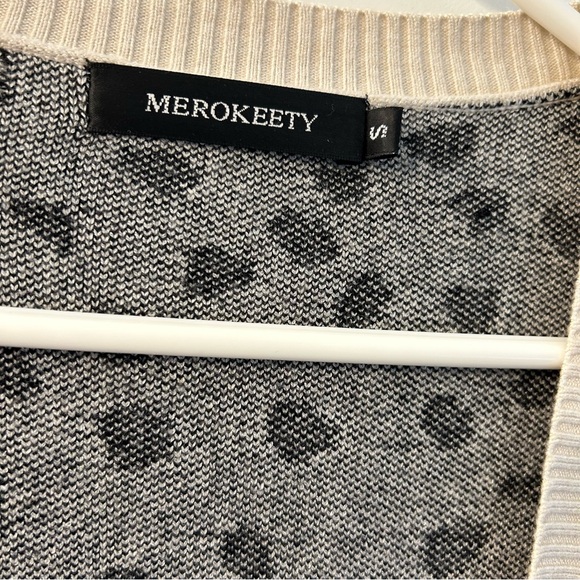 MEROKEETY DOTS OPEN FRONT KNIT POCKETS CARDIGAN SIZE | Small - Picture 5 of 7